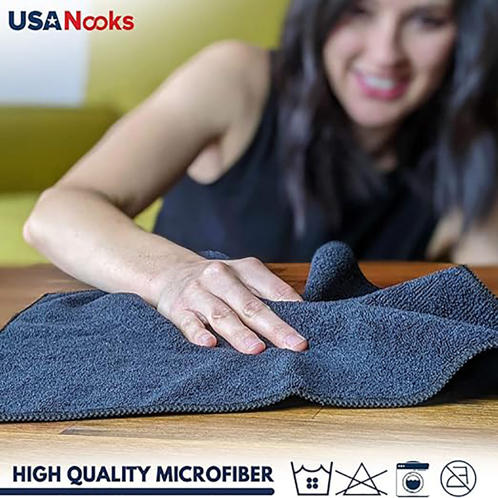 12 PCS Microfiber Cleaning Cloth Grey - 12 packs 16"x16" - High Performance - 1200 Washes, Ultra Absorbent Towels Weave Grime & Liquid for Streak-Free Mirror Shine - Car Washing cloth and Applicator