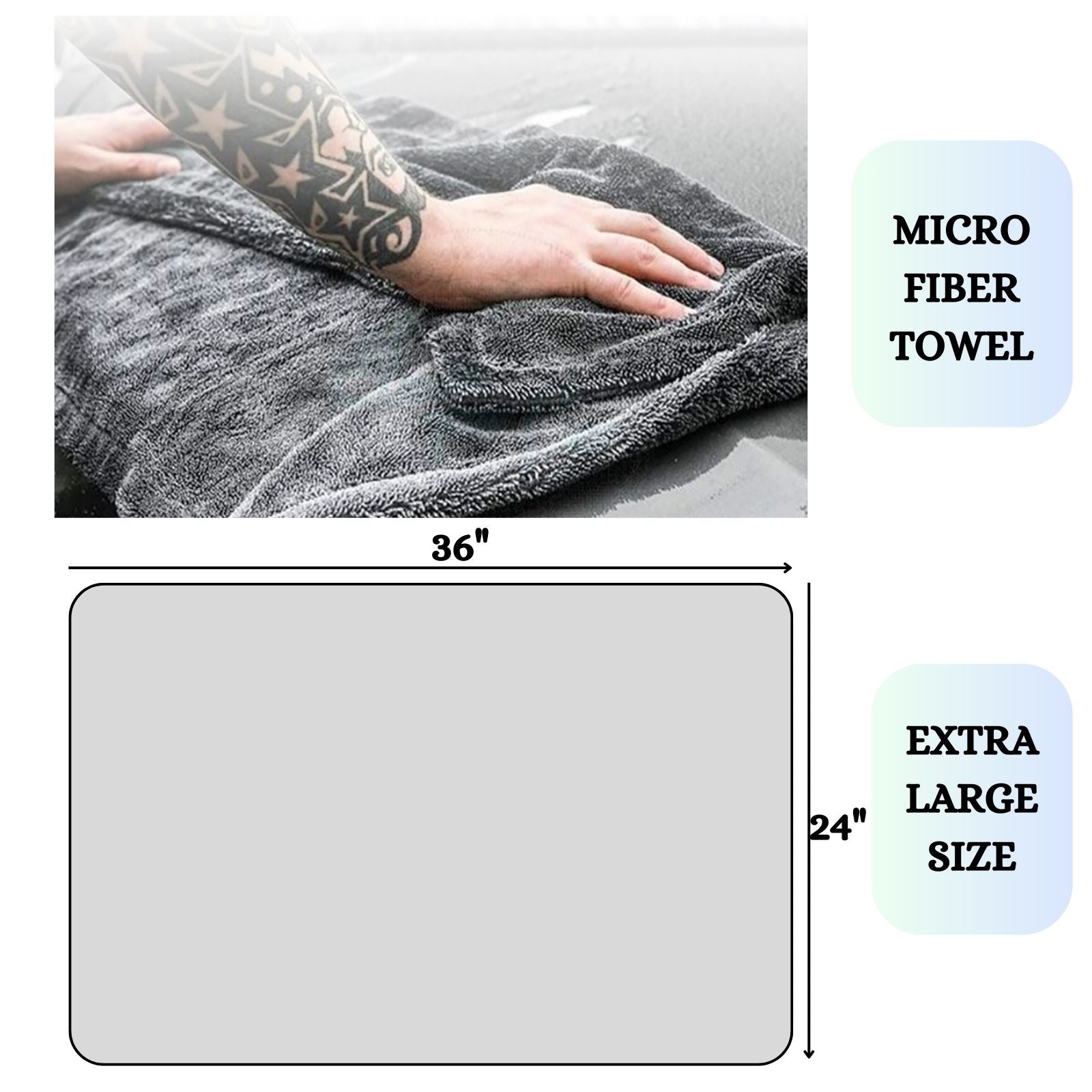 1 PCS Car Drying Towel, Microfiber Towels for Cars wash, Premium 1200GSM Double Twisted Velvet Rinse-Free Cleaning Cloth