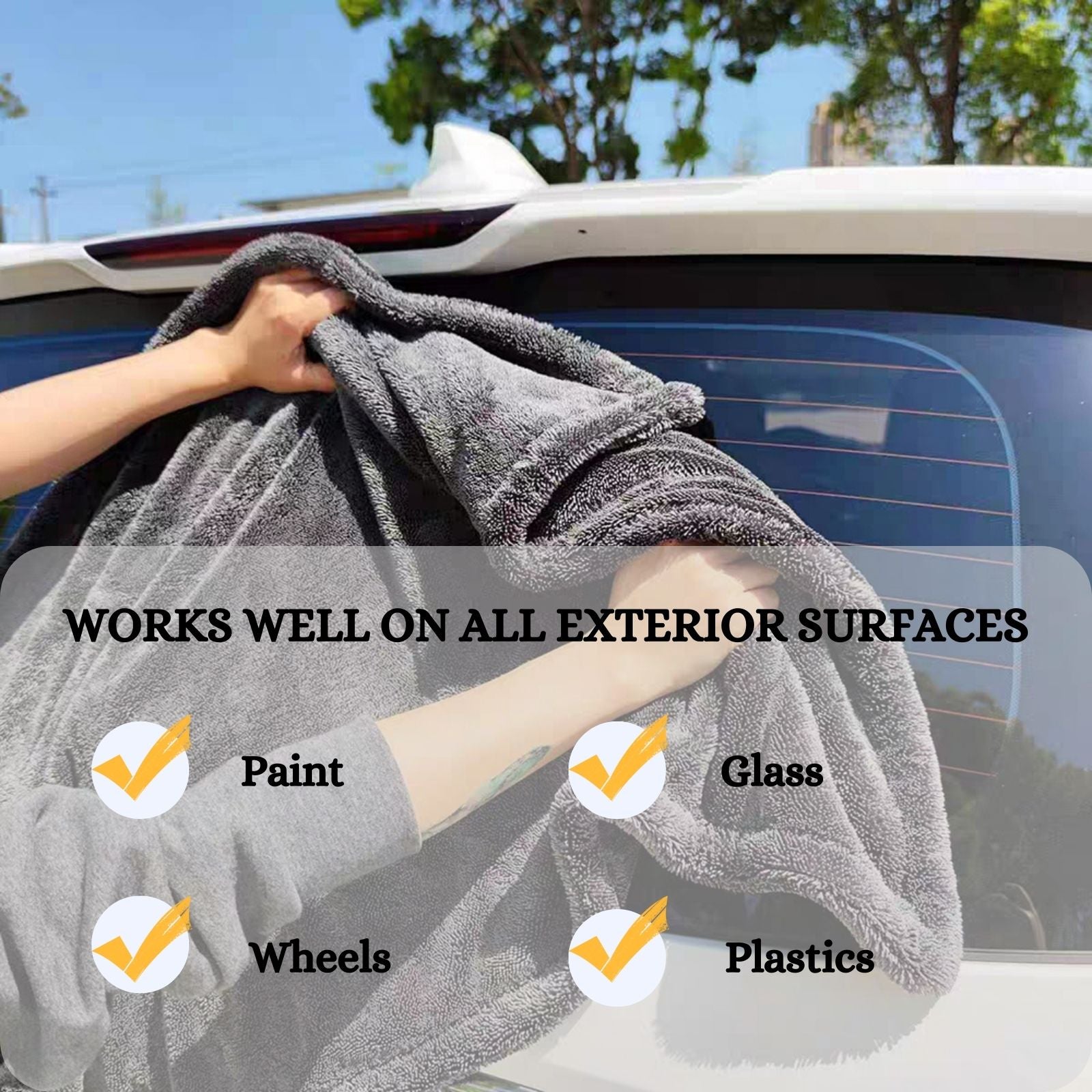 1 PCS Car Drying Towel, Microfiber Towels for Cars wash, Premium 1200GSM Double Twisted Velvet Rinse-Free Cleaning Cloth