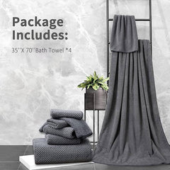 1 PCS Bathroom Towel Set Dark Gray Pack-35x70,600GSM Ultra Soft Microfibers Large Plush Bath Sheet, Highly Absorbent Quick Dry Oversized Towels Spa Hotel Luxury Shower Towels