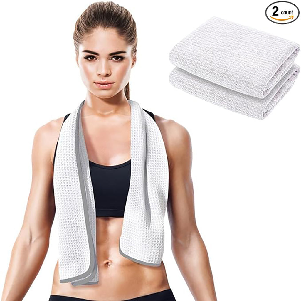 Gym Towels for Sweat (1 Pack) - Absorbent Waffle Fabric Texture Workout Towels for Gym, Sports, and Exercise - Quick-Drying, Odor-Free, and Lightweight - for Men and Women