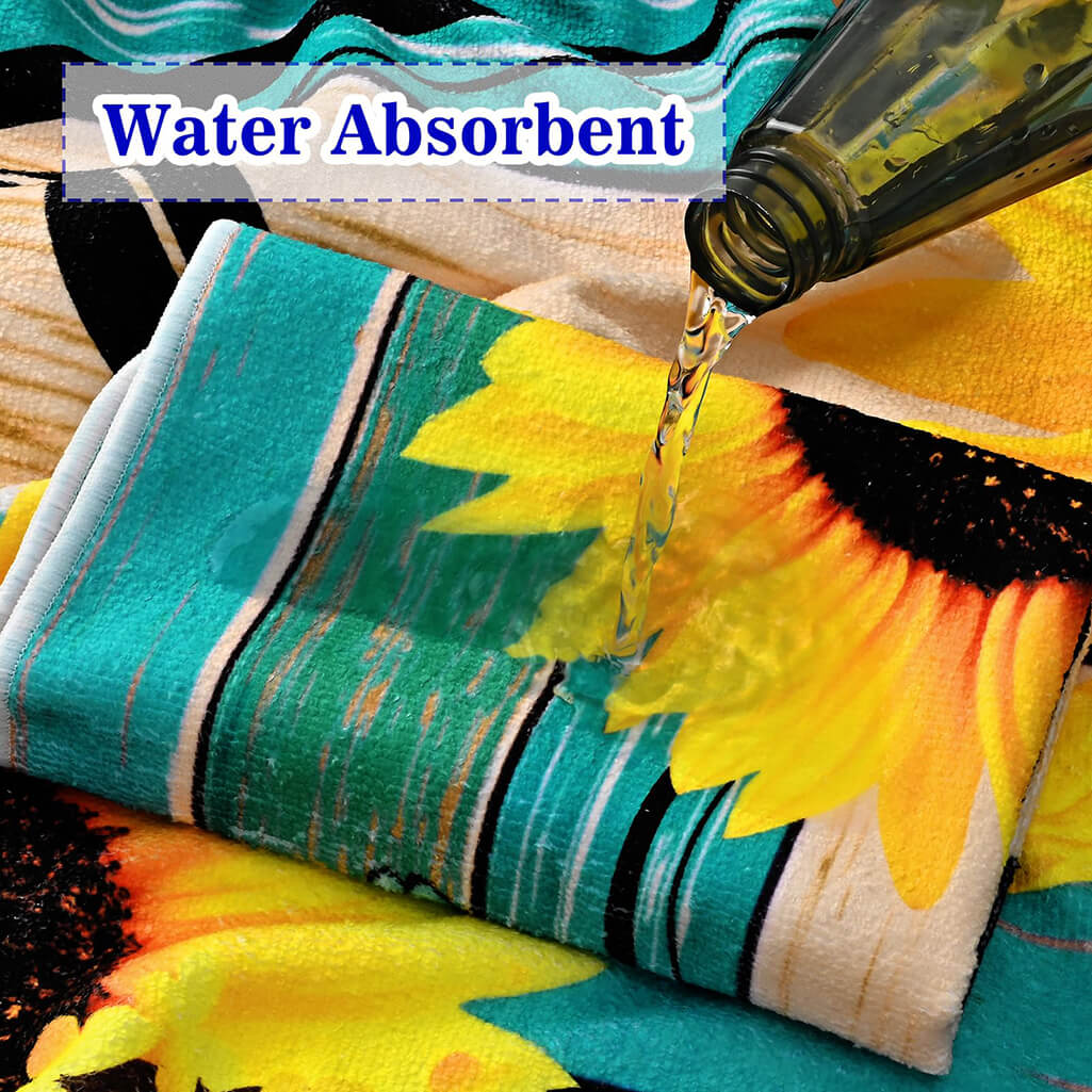 1 Pcs Sunflower Beach Towel Oversized Set Include Bath Towel Hand Towel Dish Towel, Microfiber Beach Towels for Adults Quick Dry Bulk Large, Absorbent Wooden Pool Towel Sand Free Bathroom Towel