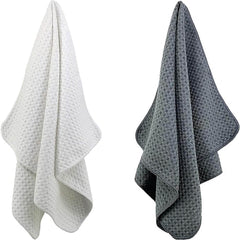 1 PCS Ultra Premium Microfiber Kitchen Dish Hand Towel Waffle Weave, 1 Pack (16x28 in, Gray, White)