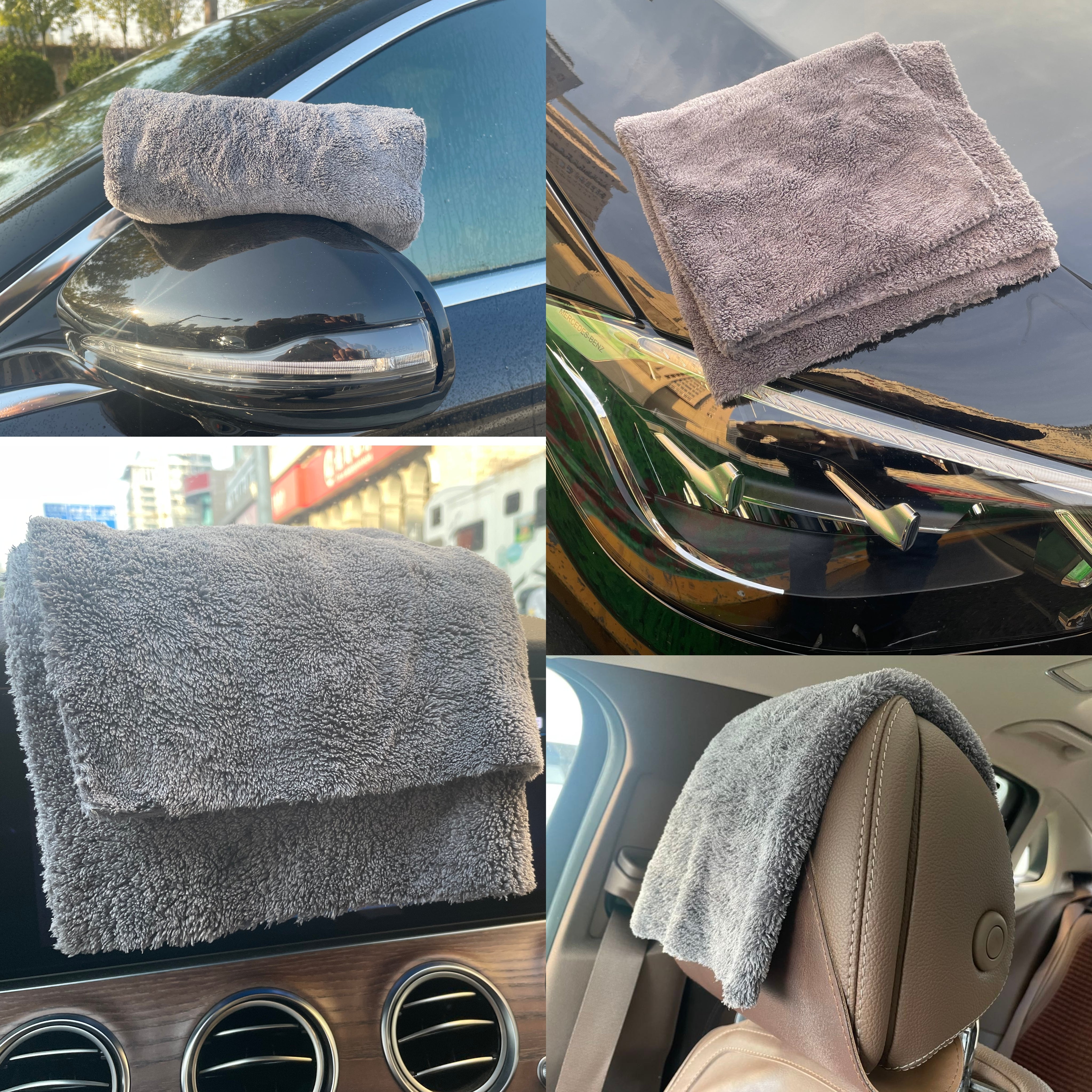 HopLet 1 Pcs Edgeless Microfiber Towels for Cars wash, Super Soft Car Drying Towel, Coral Velvet 550GSM Premium Water Absorbtion Polishing Detailing Cleaning Clothes