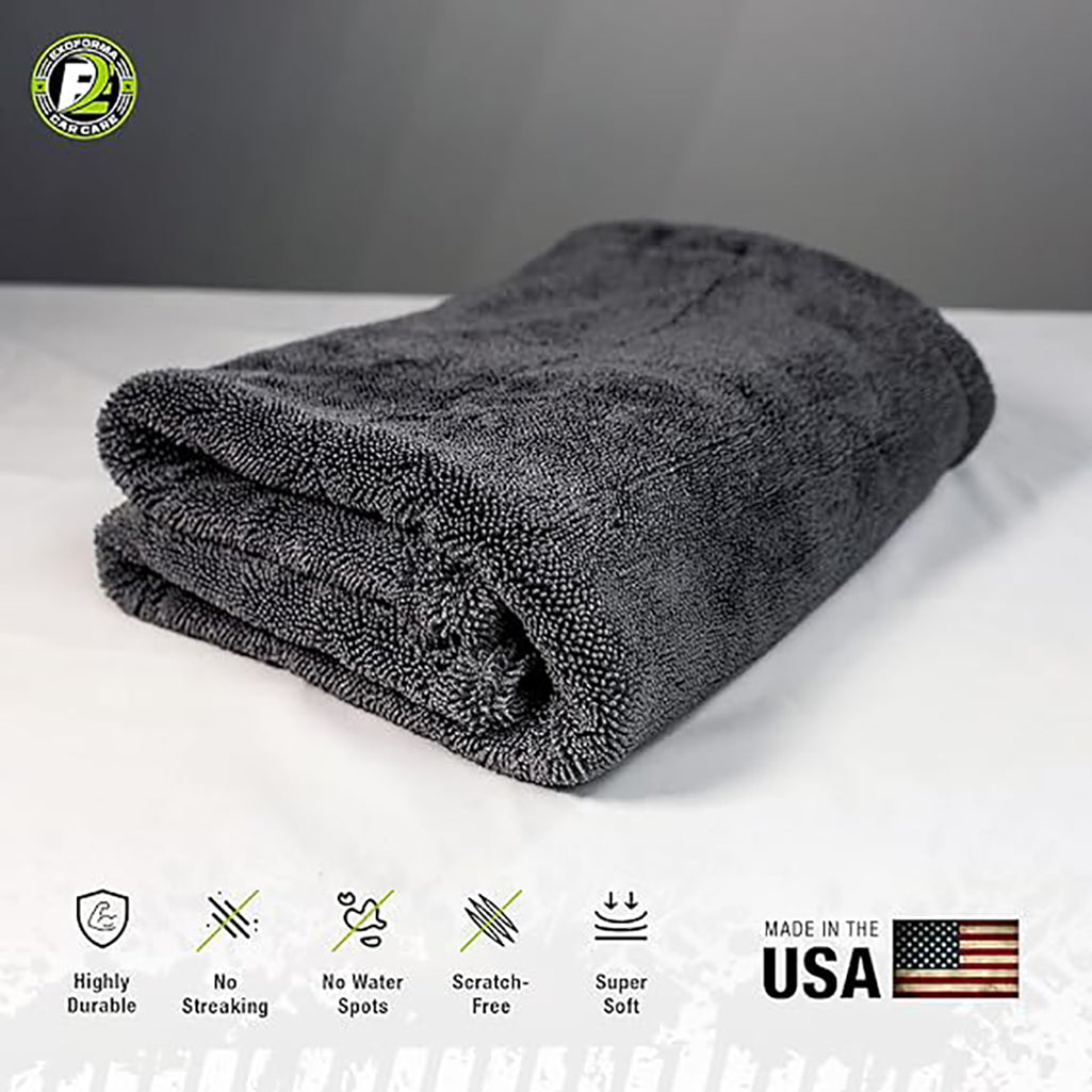 12 PCS Thick Gray Car Drying Towel from No Streaks, Scratches, or Water Spots - Large Premium 1200 GSM Microfiber - Double Twist Pile & Edgeless Design for 1 Quick & Effortless Dry (12 PACK)