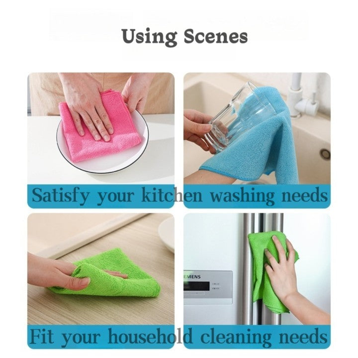 12 PCS Microfiber Cleaning Towels, 4 Color Assorted Clean Cloth