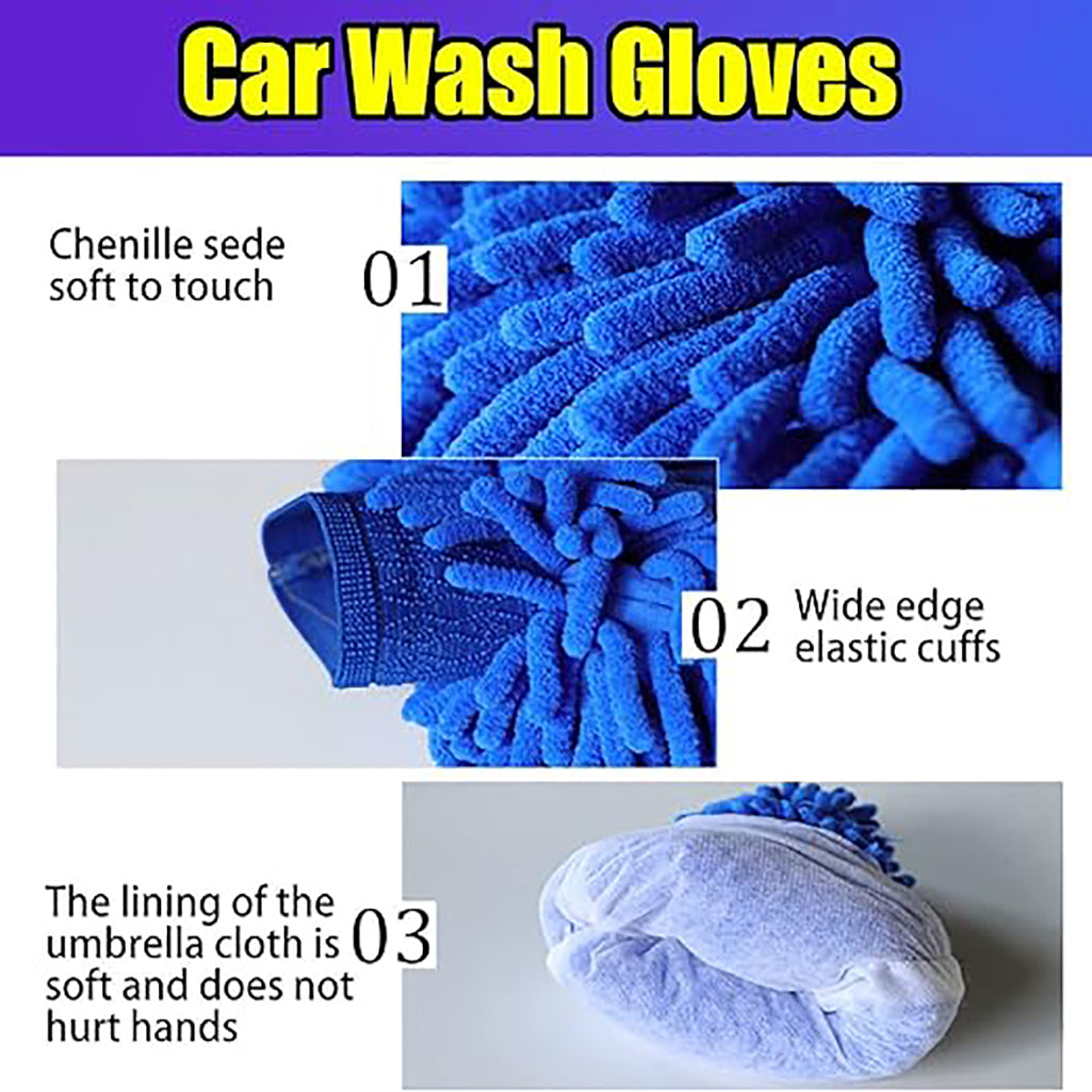 1 Pcs Car Wash Mitts Microfiber Car Wash Gloves Non-Scratch Super Absorbent Microfiber Car Wash Sponge Cloth for Cars, Boats, Motorcycles and Windows, 10.5” x 8”