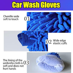 1 Pcs Car Wash Mitts Microfiber Car Wash Gloves Non-Scratch Super Absorbent Microfiber Car Wash Sponge Cloth for Cars, Boats, Motorcycles and Windows, 10.5” x 8”