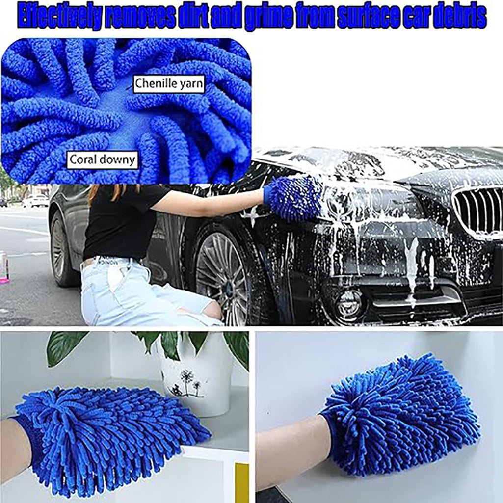 1 Pcs Car Wash Mitts Microfiber Car Wash Gloves Non-Scratch Super Absorbent Microfiber Car Wash Sponge Cloth for Cars, Boats, Motorcycles and Windows, 10.5” x 8”