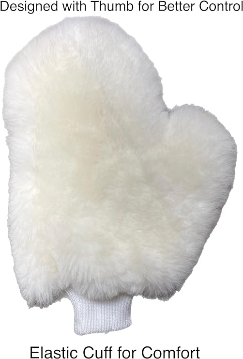 1 PCS Tru Lamb Natural Lambskin Wool Car Wash Mitt - Large Sheepskin Wash Mitt for Wet and Dry Applications (1)