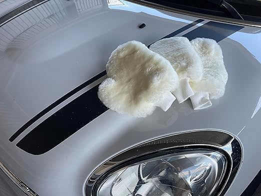 1 PCS Tru Lamb Natural Lambskin Wool Car Wash Mitt - Large Sheepskin Wash Mitt for Wet and Dry Applications (1)